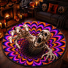 Custom 3D Skeleton Vortex Quilted Round Mat - Personalized Halloween Decor Birthday Gifts For Mom, Dad, Brother, Sister - A Little Spooky Never Hurts