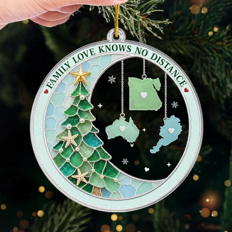 Custom Long Distance Acrylic Ornament - Personalized Christmas Birthday Gifts For Mom, Dad, Brother, Sister - Always Connected Deep In Hearts