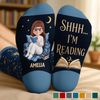 Custom Shh I'm Reading Crew Socks - Personalized Bookish Gifts For Book Lovers, Bookworms, Readers - I'm Booked