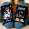 Custom Shh I'm Reading Crew Socks - Personalized Bookish Gifts For Book Lovers, Bookworms, Readers - I'm Booked
