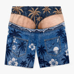 Custom Funny Men Swim Trunks - Personalized Summer Vacation And Travel Gifts For Husband, Son, Grandson, Brother, Grandpa, Dad, Yourself - Party Hard Under The Sun