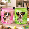Custom Photo Laundry Basket - Personalized Birthday Gifts For Dog Cat Lovers, Dog Dad And Mom, Cat Owners - Happy Paws