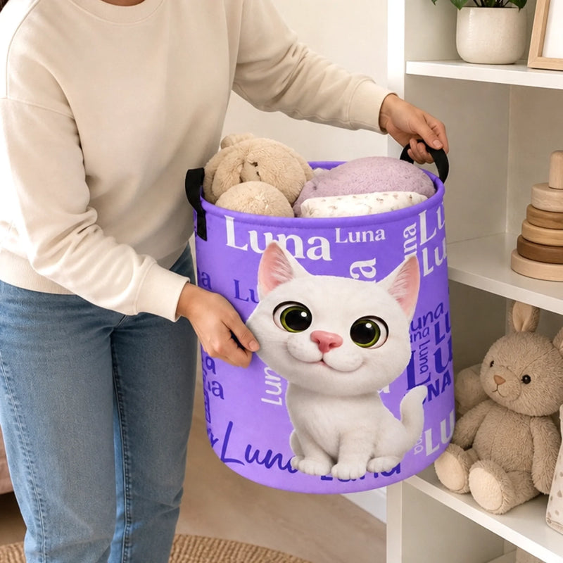 Custom Laundry Basket - Personalized Birthday Gifts For Dog Cat Lovers, Dog Dad And Mom, Cat Owners - Store With Pet Love
