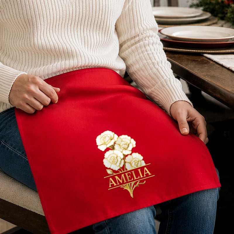 Custom Birth Month Flower Cotton Napkin - Personalized Christmas Birthday Gifts For Mom, Dad, Brother, Sister - Making Spirits Bright