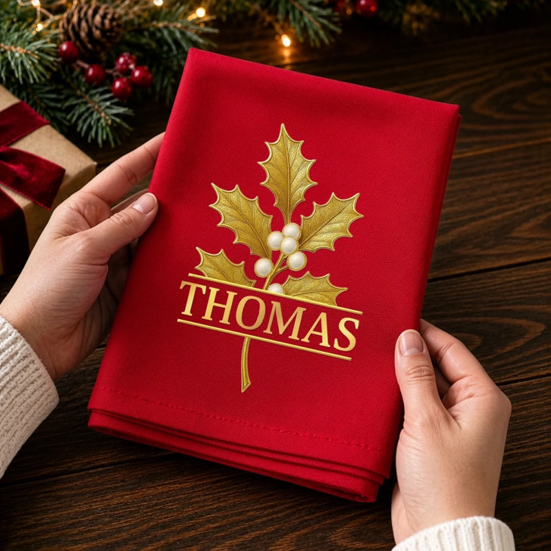 Custom Birth Month Flower Cotton Napkin - Personalized Christmas Birthday Gifts For Mom, Dad, Brother, Sister - Making Spirits Bright
