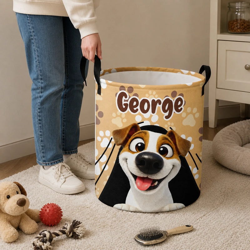 Custom Laundry Basket - Personalized Birthday Gifts For Dog Cat Lovers, Dog Dad And Mom, Cat Owners - Sweet Furry Corner