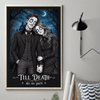 Custom Photo Gothic Vertical Poster - Personalized Halloween Anniversary Wedding Gifts For Husband And Wife, Him And Her - Deadly In Love Together
