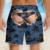 Custom Funny Men Swim Trunks - Personalized Summer Vacation And Travel Gifts For Husband, Son, Grandson, Brother, Grandpa, Dad, Yourself - Catch Waves And Enjoy Sun