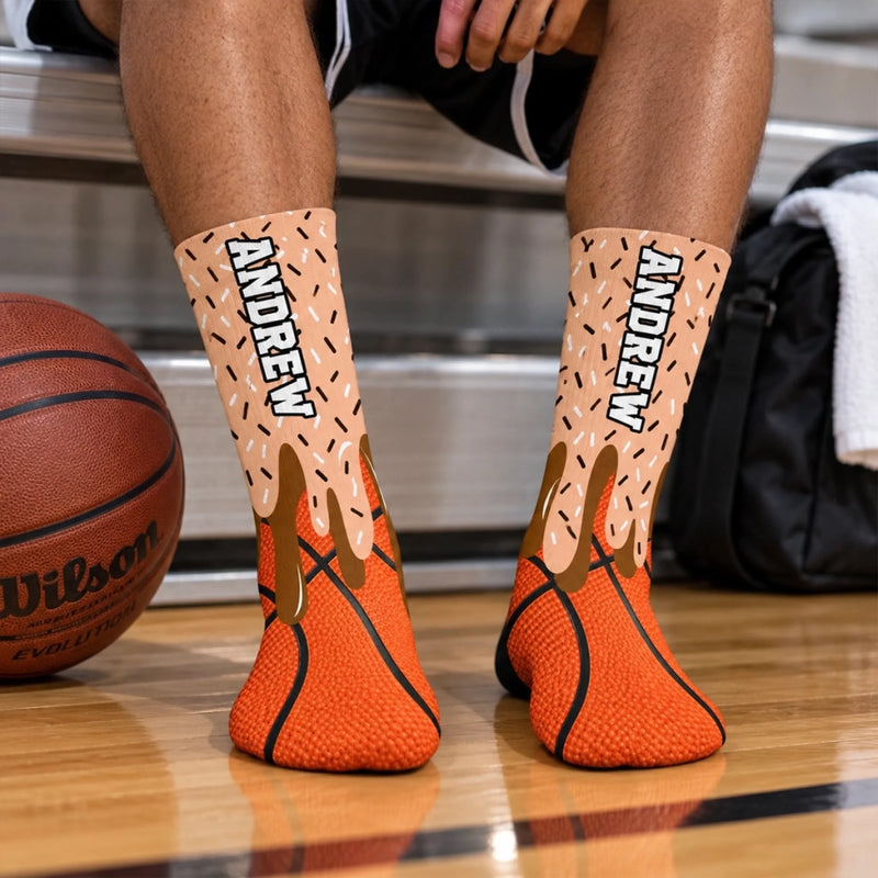 Custom Sport Crew Socks -  Personalized Birthday Gifts For Sports Fans, Sports Lovers - Born To Play Hard