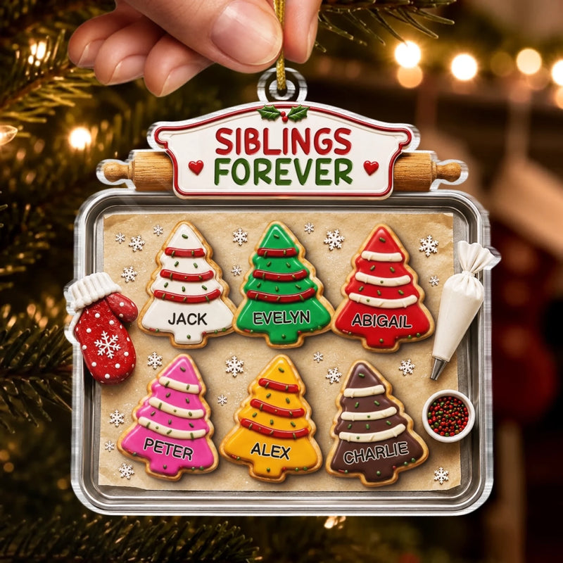 Custom Acrylic Ornament - Personalized Christmas Birthday Gifts For Mom, Dad, Brother, Sister - Baking Memories Together