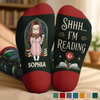 Custom Shh I'm Reading Crew Socks - Personalized Bookish Gifts For Book Lovers, Bookworms, Readers - Where Stories Come Alive
