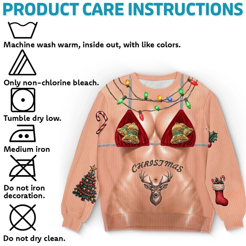 Custom Funny Ugly Sweatshirt - Personalized Christmas Birthday Gifts For Wife, Daughter, Besties, Sisters, Granddaughter, Grandma, Mom, Yourself - Sleighing All Day