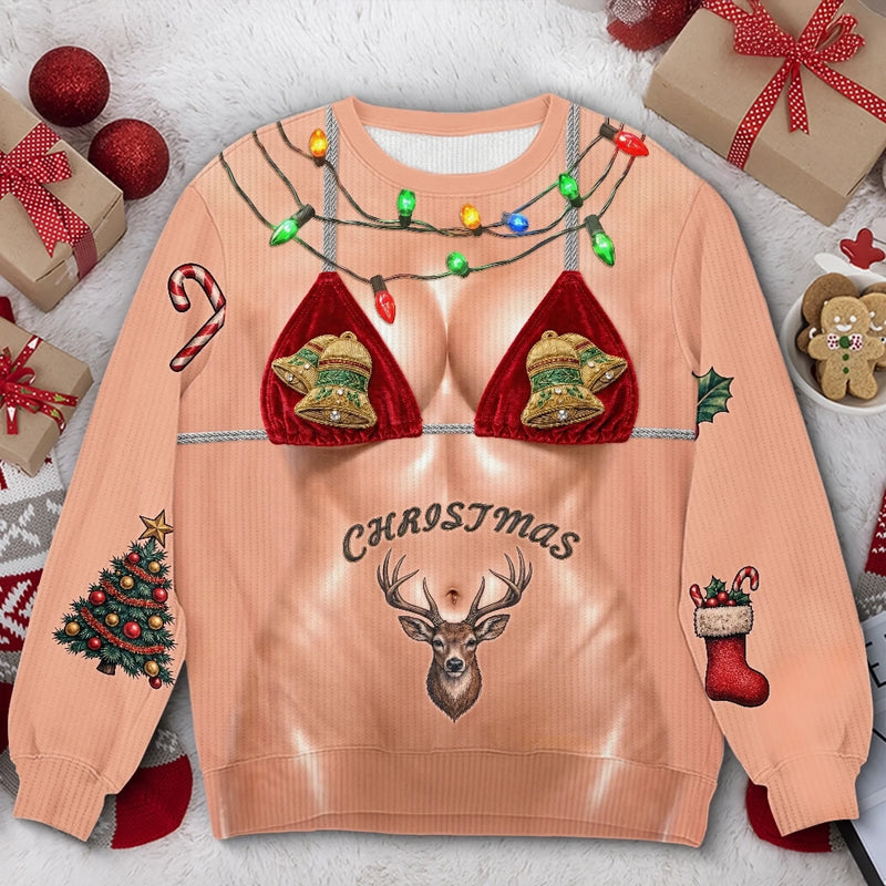 Custom Funny Ugly Sweatshirt - Personalized Christmas Birthday Gifts For Wife, Daughter, Besties, Sisters, Granddaughter, Grandma, Mom, Yourself - Sleighing All Day