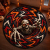 Custom 3D Skeleton Vortex Quilted Round Mat - Personalized Halloween Decor Birthday Gifts For Mom, Dad, Brother, Sister - Spooky Season Never Ends