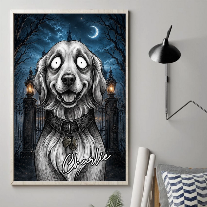 Custom Photo Gothic Vertical Poster - Personalized Halloween Birthday Gifts For Dog Cat Lovers, Dog Dad And Mom, Cat Owners - A Little Bit Spooky