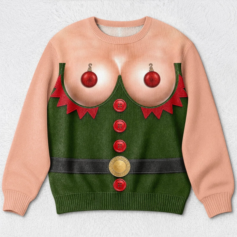 Custom Funny Ugly Sweatshirt - Personalized Christmas Birthday Gifts For Husband, Son, Grandson, Brother, Grandpa, Dad, Yourself - Santa's Favorite Elf