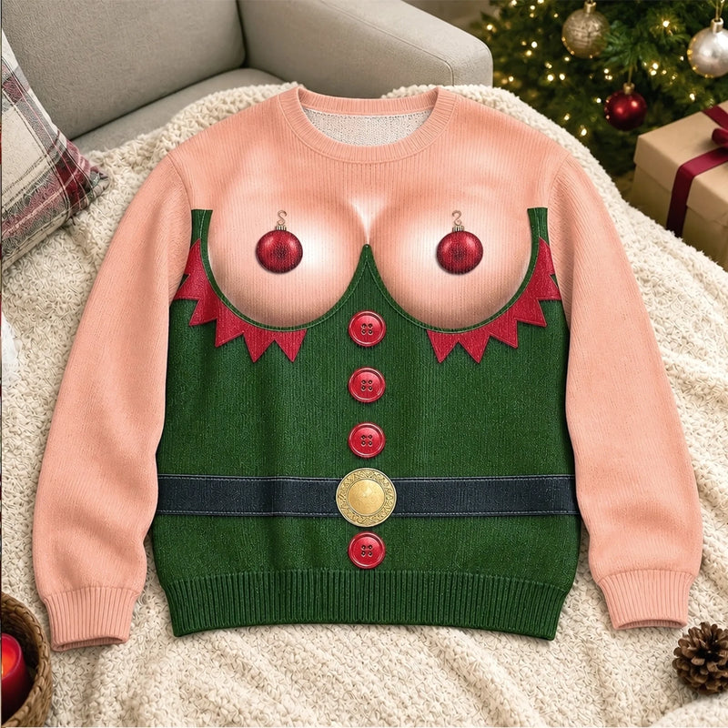 Custom Funny Ugly Sweatshirt - Personalized Christmas Birthday Gifts For Husband, Son, Grandson, Brother, Grandpa, Dad, Yourself - Santa's Favorite Elf