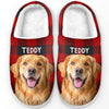 Custom Photo Fluffy Slippers - Personalized Christmas Birthday Gifts For Dog Cat Lovers, Dog Dad And Mom, Cat Owners - Happiness Is A Warm Puppy