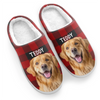 Custom Photo Fluffy Slippers - Personalized Christmas Birthday Gifts For Dog Cat Lovers, Dog Dad And Mom, Cat Owners - Happiness Is A Warm Puppy