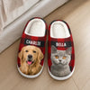 Custom Photo Fluffy Slippers - Personalized Christmas Birthday Gifts For Dog Cat Lovers, Dog Dad And Mom, Cat Owners - Happiness Is A Warm Puppy