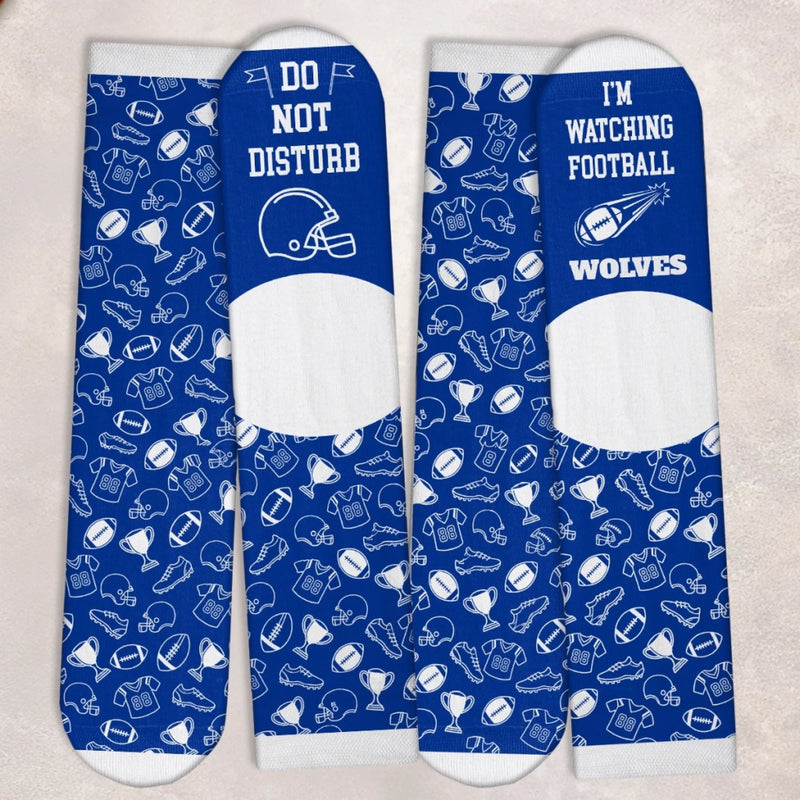 Custom Football Crew Socks - Personalized Christmas Birthday Football Gifts For Football Lovers, Sports Fans, Sports Lovers - Game Day Essential