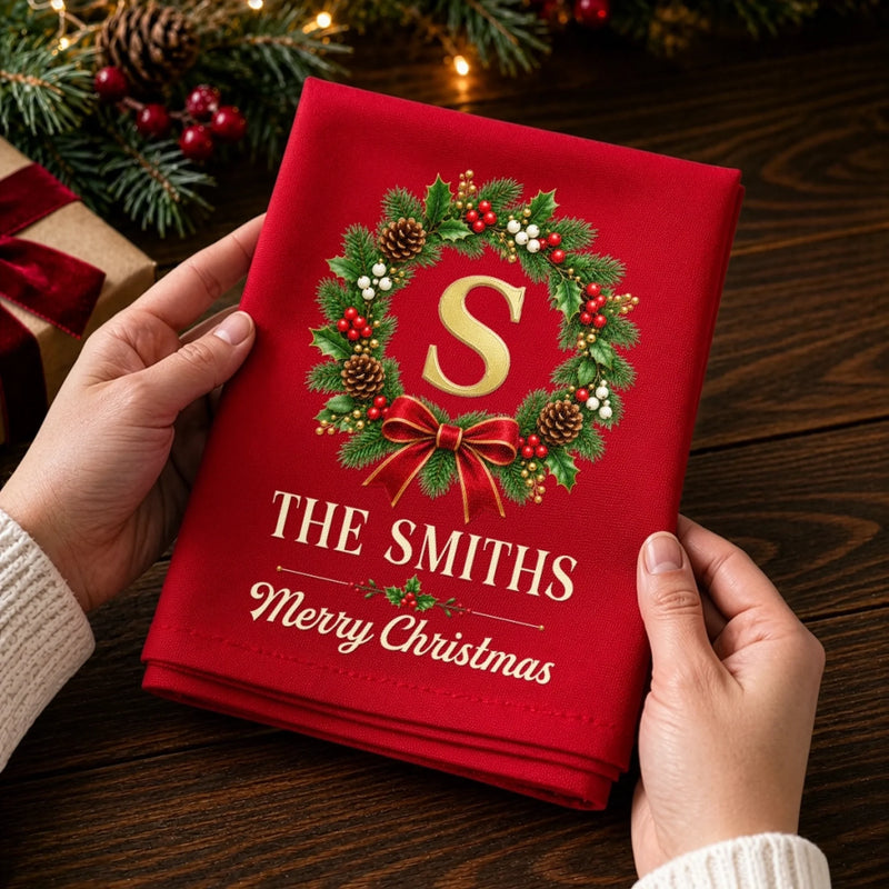 Custom Cotton Napkin - Personalized Christmas Birthday Gifts For Mom, Dad, Brother, Sister - Wrapped In Family Joy