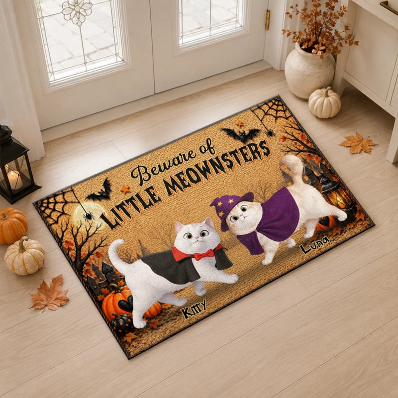 Custom Home Decor Decorative Mat - Personalized Birthday  Gifts For Cat Lovers, Cat Mom And Dad - Pawsitively Spooky