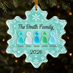 Custom Sea Glass Acrylic Ornament - Personalized Christmas Birthday Gifts For Mom, Dad, Brother, Sister - Love Makes Christmas Complete