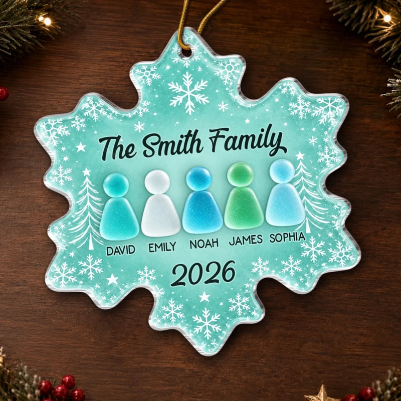 Custom Sea Glass Acrylic Ornament - Personalized Christmas Birthday Gifts For Mom, Dad, Brother, Sister - Love Makes Christmas Complete
