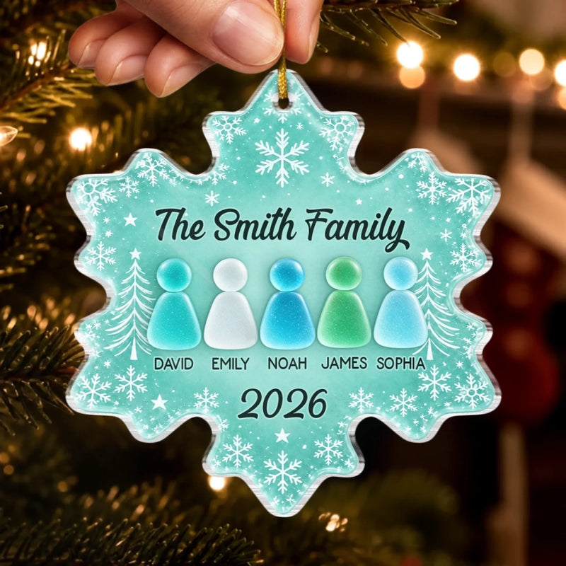 Custom Sea Glass Acrylic Ornament - Personalized Christmas Birthday Gifts For Mom, Dad, Brother, Sister - Love Makes Christmas Complete