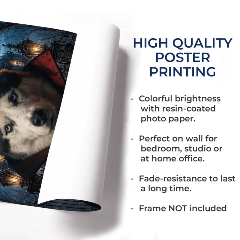 Custom Photo Vampire Vertical Poster - Personalized Halloween Birthday Gifts For Dog Cat Lovers, Dog Dad And Mom, Cat Owners - Fur Real Spooky