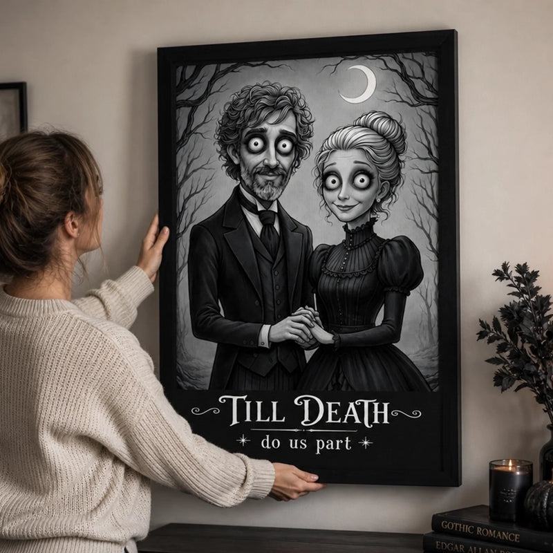 Custom Photo Vertical Canvas - Personalized Halloween Anniversary Wedding Gifts For Husband And Wife, Him And Her - Forever Bound In Darkness