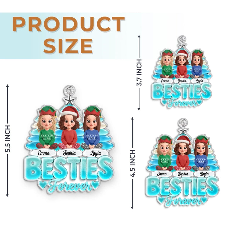 Custom Sea Glass Acrylic Ornament - Personalized Best Friend Christmas Birthday Gifts For Women, Besties, Sisters, BFF - Sweet Moments, Best Friends
