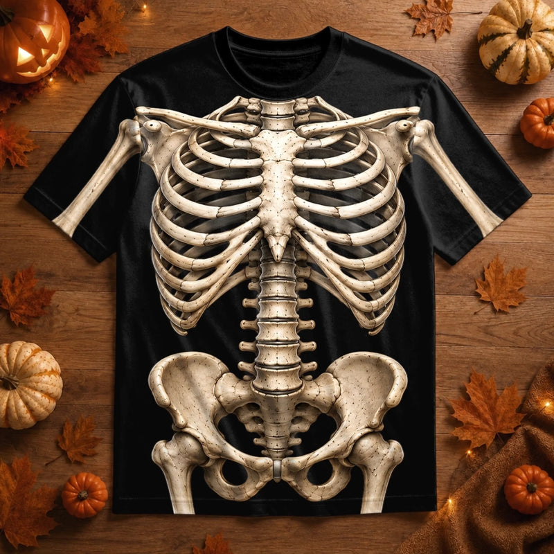 Custom Skeleton T-shirt - Personalized Halloween Birthday Gifts For Husband, Son, Grandson, Brother, Grandpa, Dad, Yourself - Just A Bunch Of Bones