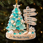 Custom Sea Glass Acrylic Ornament - Personalized Christmas Birthday Gifts For Mom, Dad, Brother, Sister - Christmas Memories To Treasure