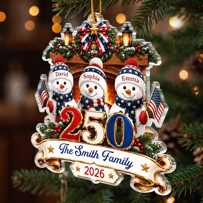 Custom Acrylic Ornament - Personalized America 250th Anniversary Christmas Gifts For Mom, Dad, Brother, Sister - Winter Wishes