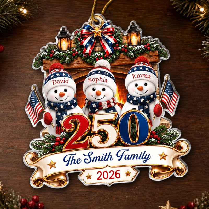 Custom Acrylic Ornament - Personalized America 250th Anniversary Christmas Gifts For Mom, Dad, Brother, Sister - Winter Wishes