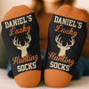 Custom Crew Socks - Personalized Birthday Hunting Gifts For Hunters, Husband, Son, Grandson, Brother, Grandpa, Dad, Yourself - Warm Feet For Lucky Hunts