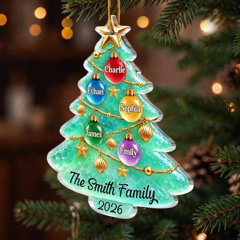 Custom Sea Glass Acrylic Ornament - Personalized Christmas Birthday Gifts For Mom, Dad, Brother, Sister - Pure Holiday Joy