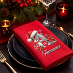 Custom Snowman Cotton Napkin - Personalized Christmas Birthday Gifts For Mom, Dad, Brother, Sister - Joy Looks Good On Everyone