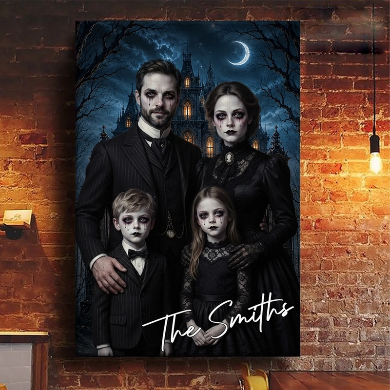 Custom Photo Vertical Canvas - Personalized Halloween Decor Birthday Gifts For Mom, Dad, Brother, Sister - Haunting Together Forever
