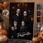 Custom Photo Vertical Canvas - Personalized Halloween Decor Birthday Gifts For Mom, Dad, Brother, Sister - Haunting Together Forever