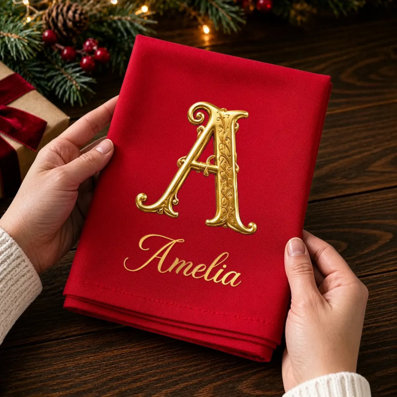 Custom Cotton Napkin - Personalized Christmas Birthday Gifts For Mom, Dad, Brother, Sister - Merry With Family