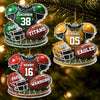 Custom America Football Acrylic Ornament - Personalized Christmas Birthday Gifts For America Football Lovers, Sports Fans, Sports Lovers - Born To Play Hard Always