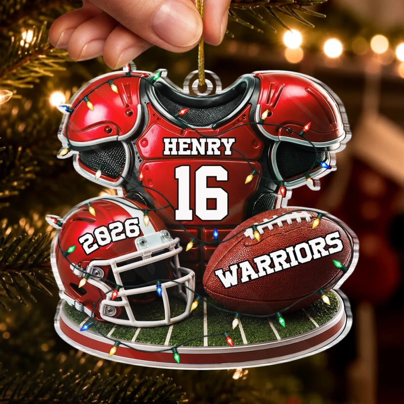 Custom America Football Acrylic Ornament - Personalized Christmas Birthday Gifts For America Football Lovers, Sports Fans, Sports Lovers - Born To Play Hard Always