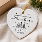 Custom Mr & Mrs Ceramic Ornament - Personalized First Holiday Married Keepsake, First Christmas Married Gift For Husband And Wife - Love You As Always