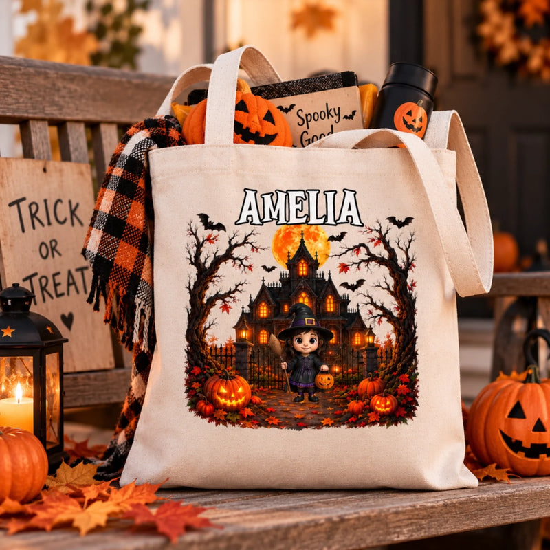 Custom Tote Bag - Personalized Halloween Birthday Gifts For Kids - Too Cute To Spook