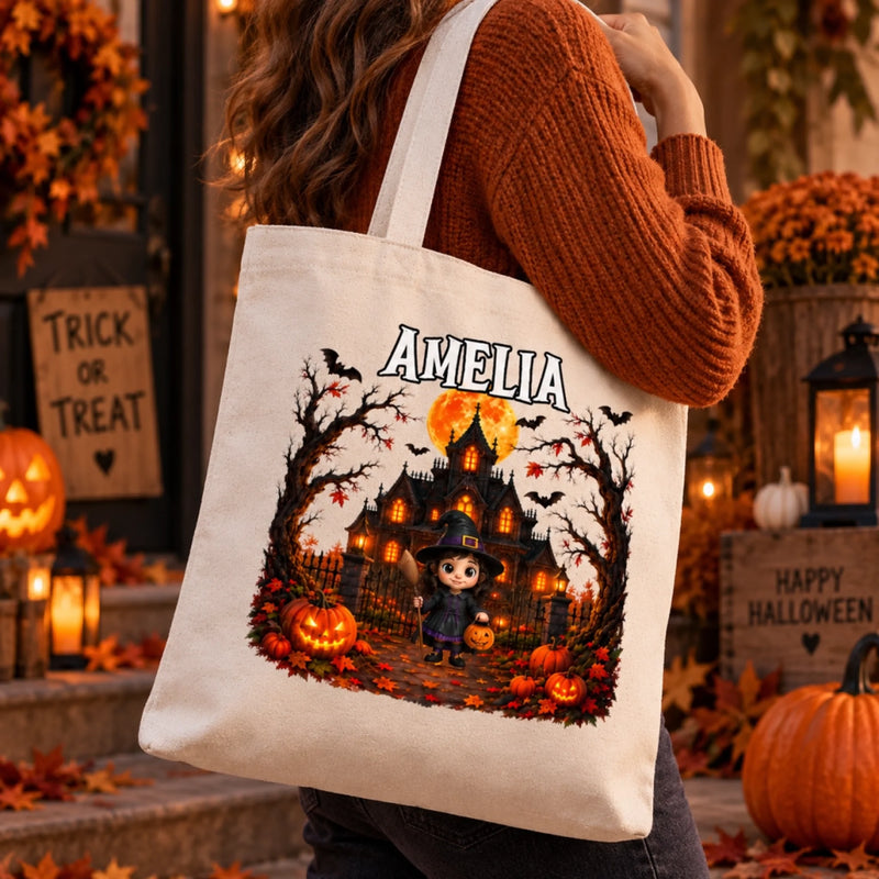Custom Tote Bag - Personalized Halloween Birthday Gifts For Kids - Too Cute To Spook