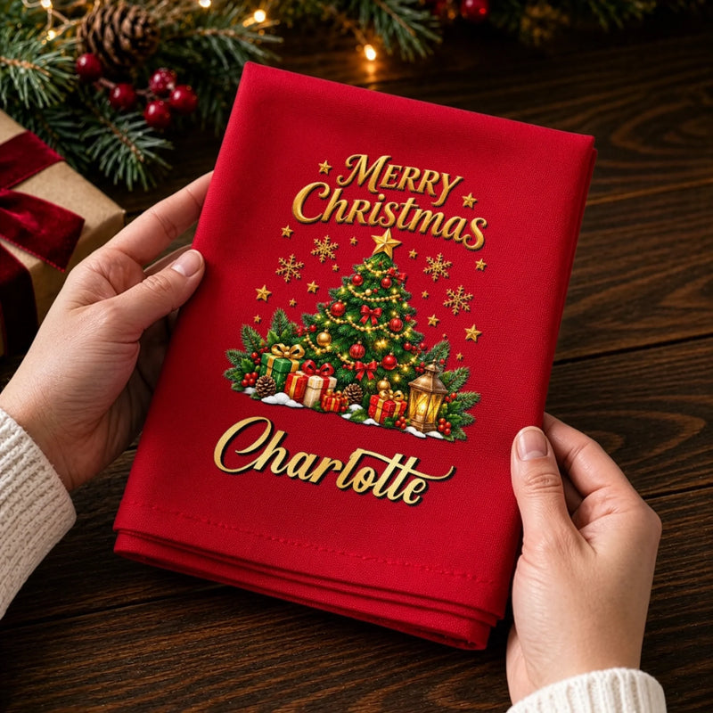 Custom Cotton Napkin - Personalized Christmas Birthday Gifts For Mom, Dad, Brother, Sister - Cheers To Merry Days