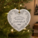 Custom Mr & Mrs Ceramic Ornament - Personalized First Holiday Married Keepsake, First Christmas Married Gift For Husband And Wife - Love You Forever